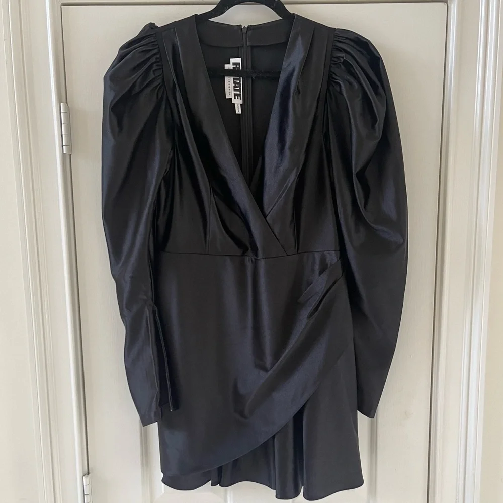 Rotate Birger Christensen Black Puff Sleeve Mini Dress - Picture 2 of 9